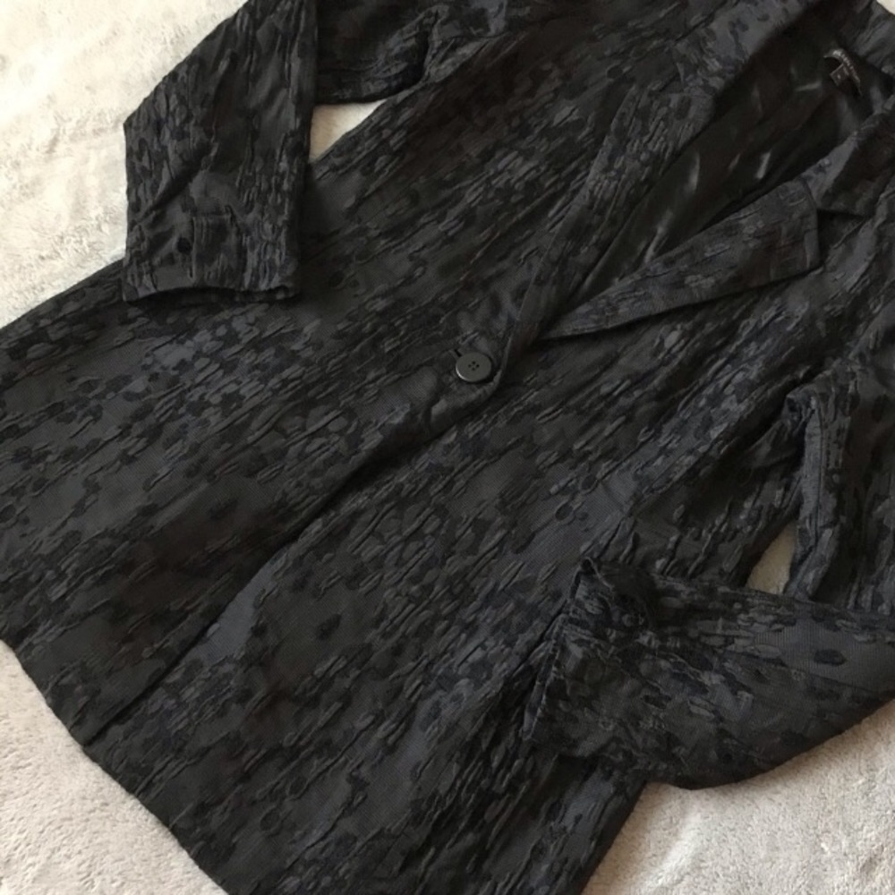 Eileen Fisher water lily Jaquard Chenille Silk Blazer - Picture 4 of 8